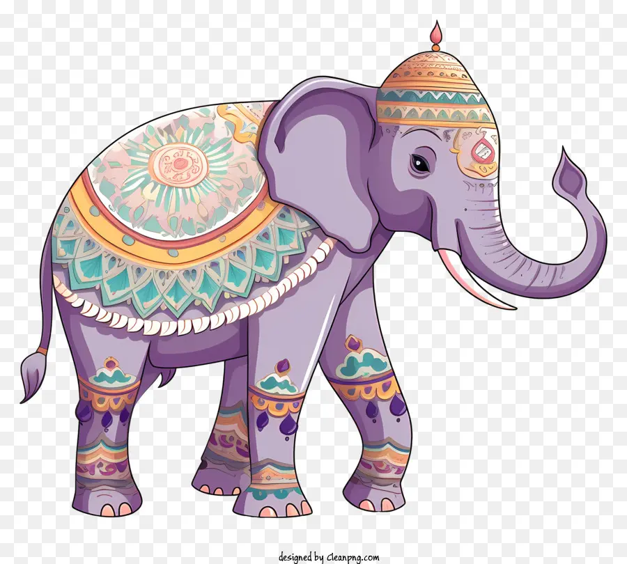 Dibujos Animados Elefante，Patrones Intrincados PNG