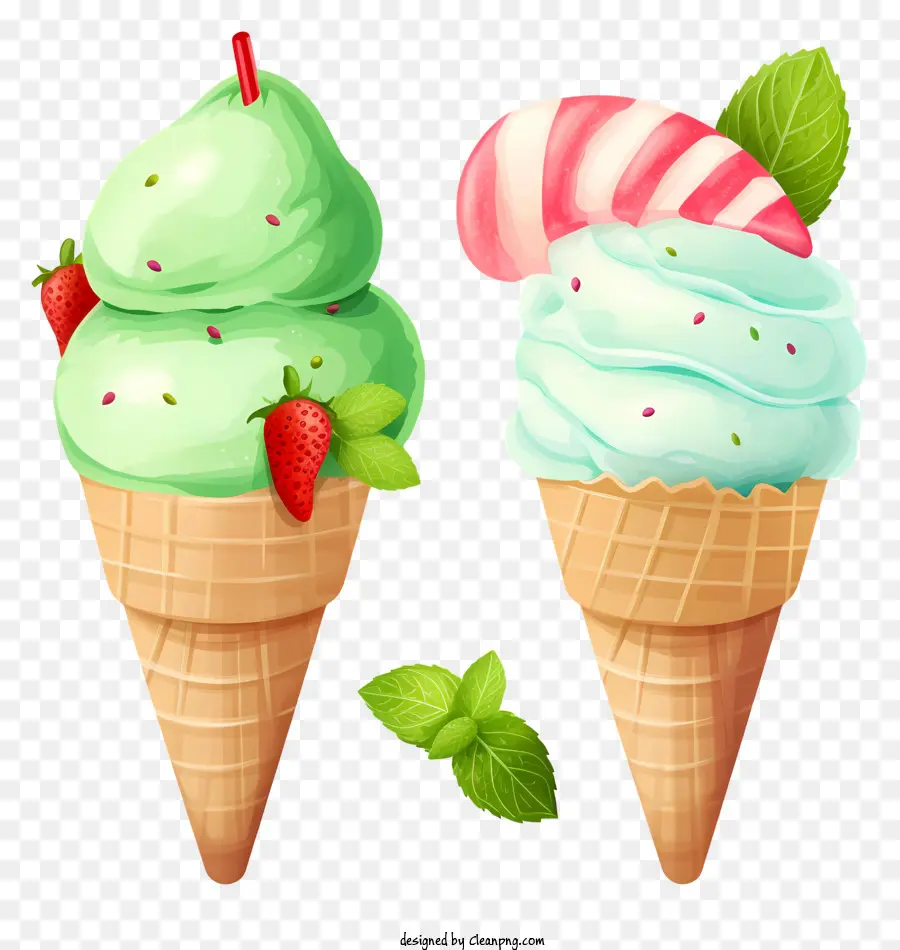 Conos De Helado，Diferentes Sabores PNG