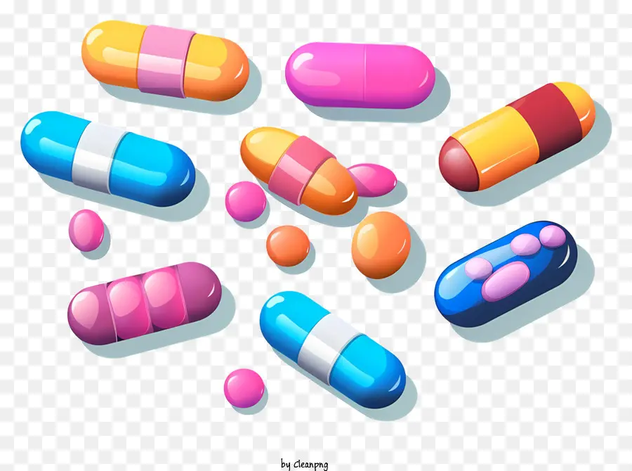 Tabletas Medicinales，Píldoras Coloridas PNG