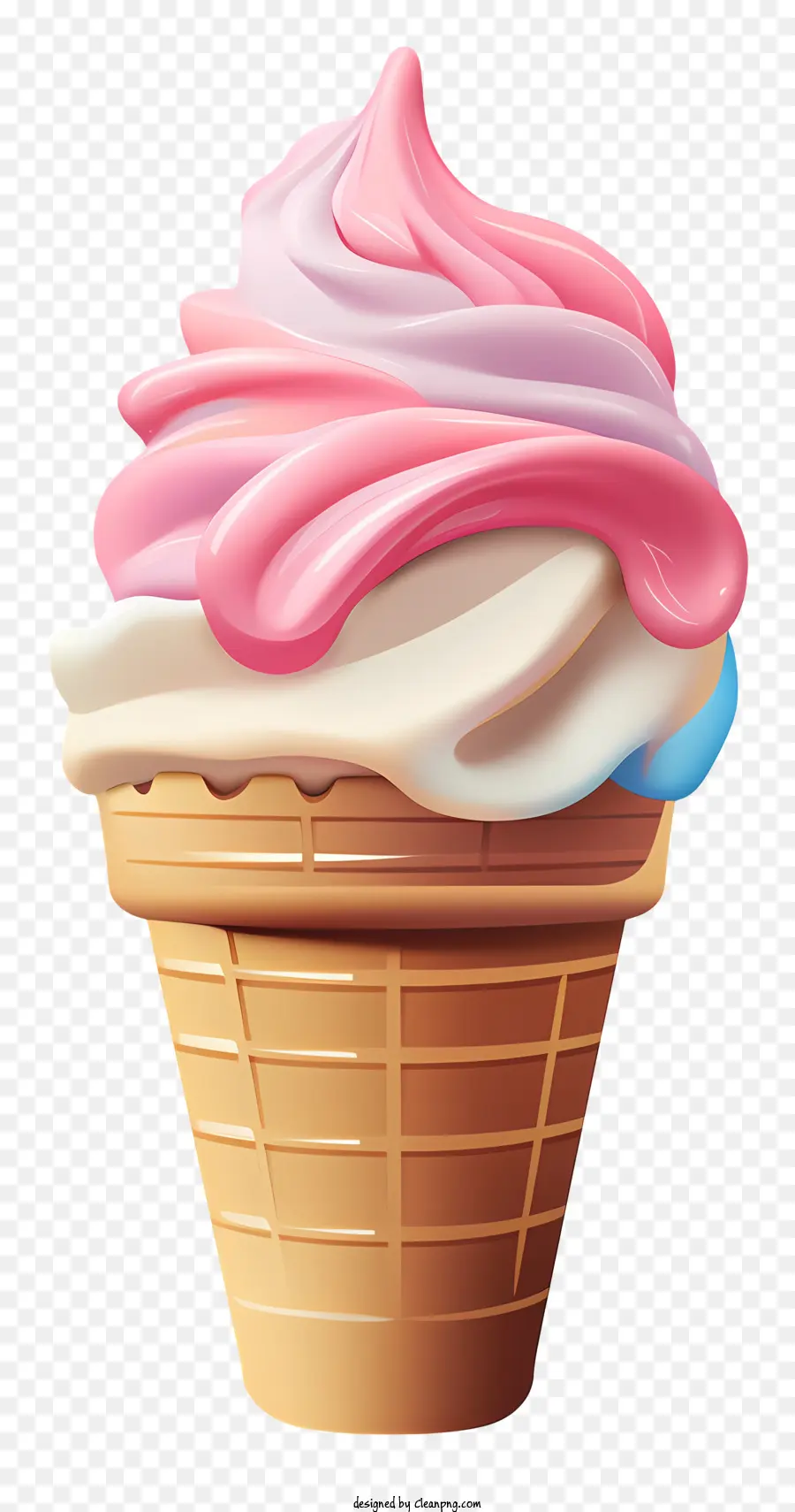 Cono De Helado Rosa Y Blanco，Cono De Helado Arremolinado PNG