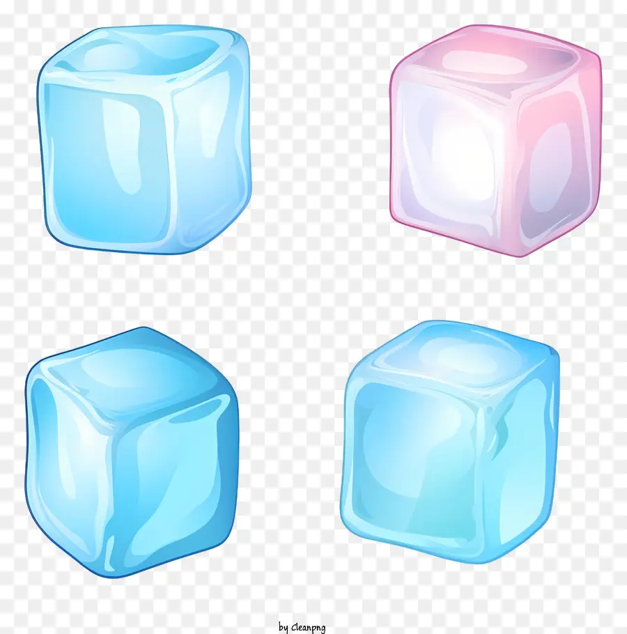 Los Cubos De Hielo，Hielo Azul Y Rosa PNG