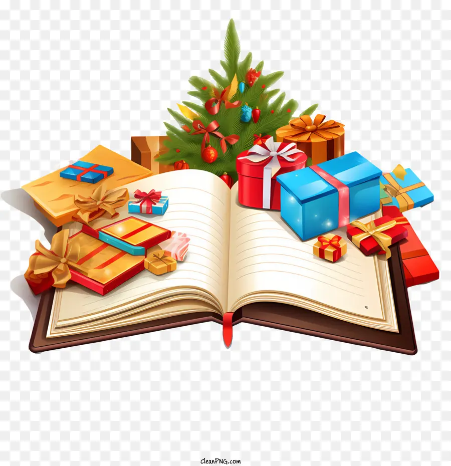 Libro De Navidad，Árbol Y Regalos De Navidad PNG