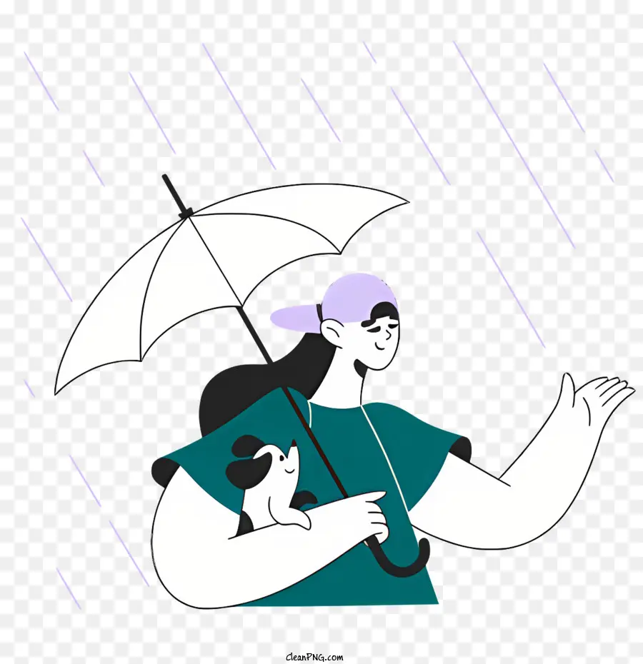 Lloviendo，Persona Con Paraguas Y Perro PNG