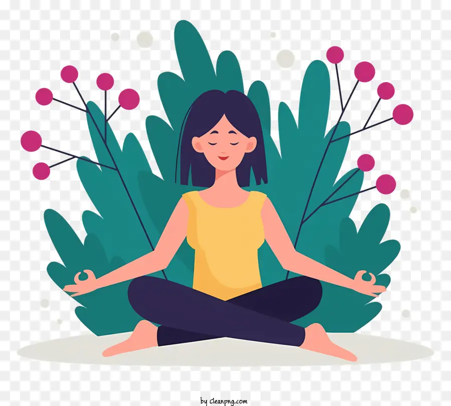 Mujer Meditando，Yoga PNG