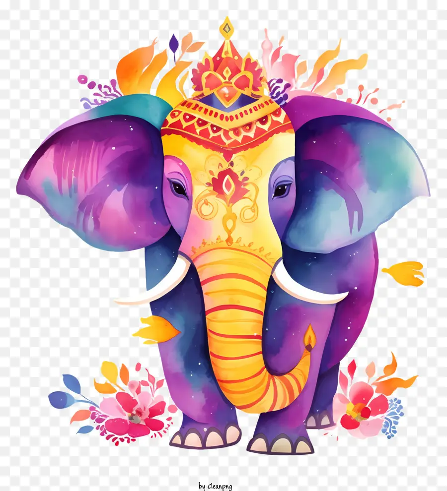 Colorido Elefante，Elefante Adornado PNG