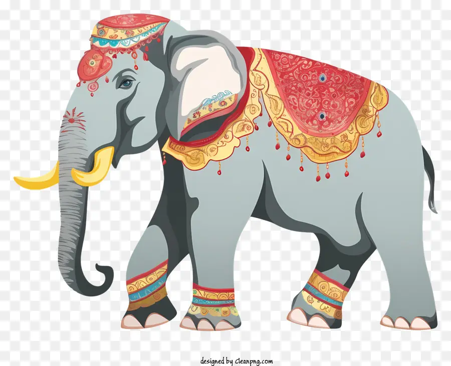 Elefante Con Sari，Elefante Decorado PNG