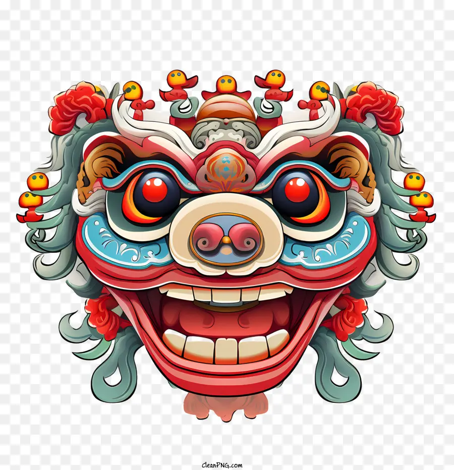 Cabeza De Baile De León Chino，Mascarilla PNG