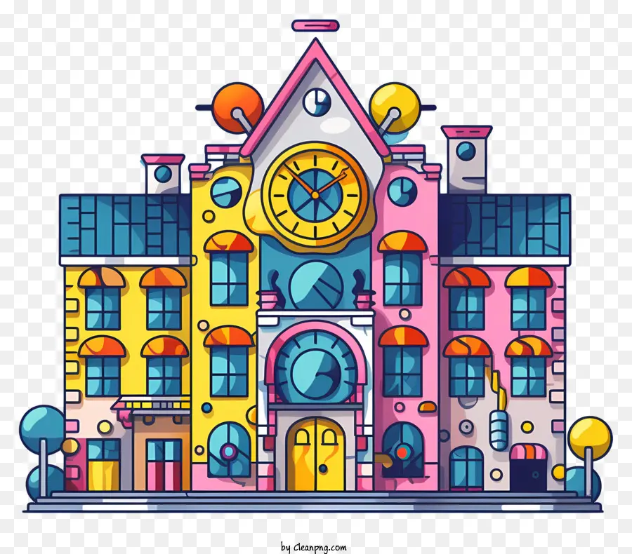 Colorido Edificio，Detalles Ornamentados PNG