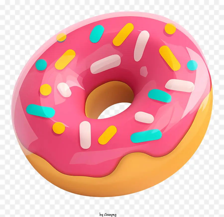 Donut Glaseado Rosa，Donut Colorido PNG