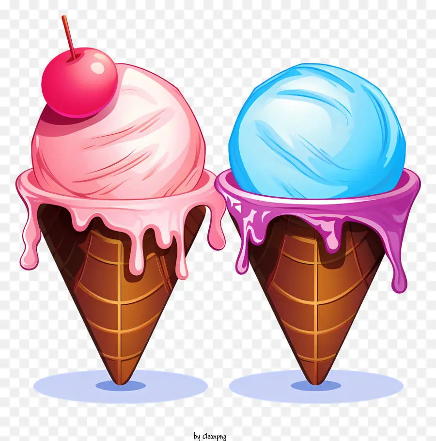 Conos De Helado，Rosa Helado PNG