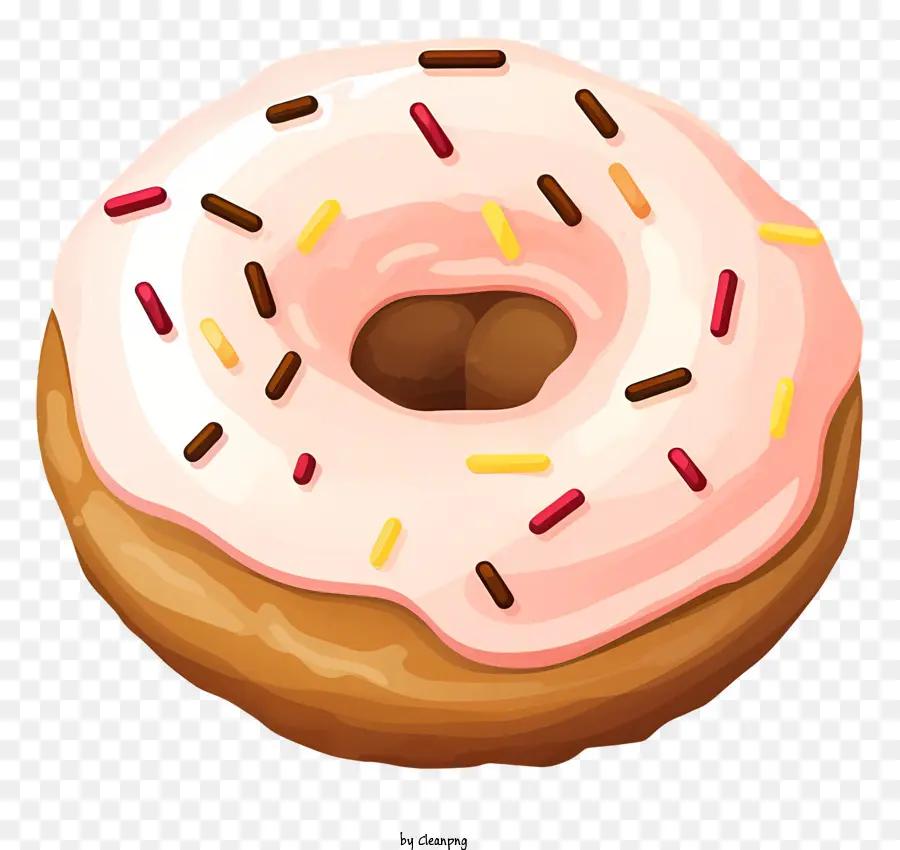 Rosa Donut，Glaseado Blanco PNG