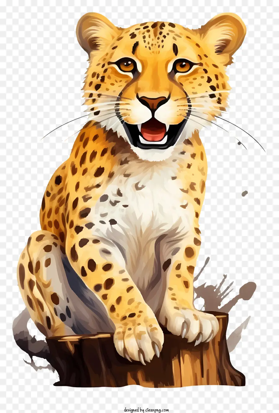Leopardo，Tocón De árbol PNG