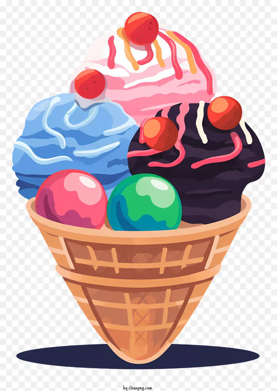 Cono De Helado，Diferentes Sabores PNG