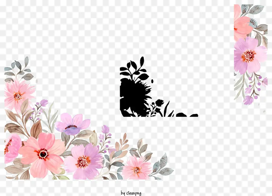 Fondo Negro，Marco Floral PNG