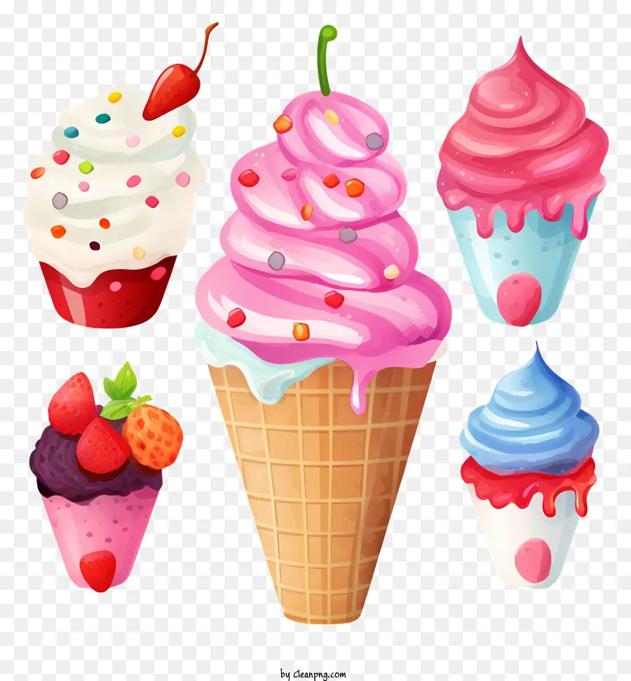 Conos De Helado，Variedad De Sabores PNG