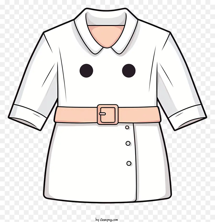 Vestido Blanco，Cinturón Negro PNG