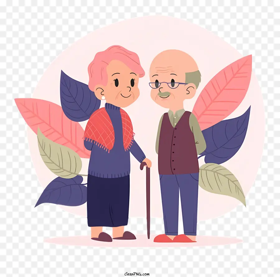 Pareja De Ancianos，Ilustración De Dibujos Animados PNG