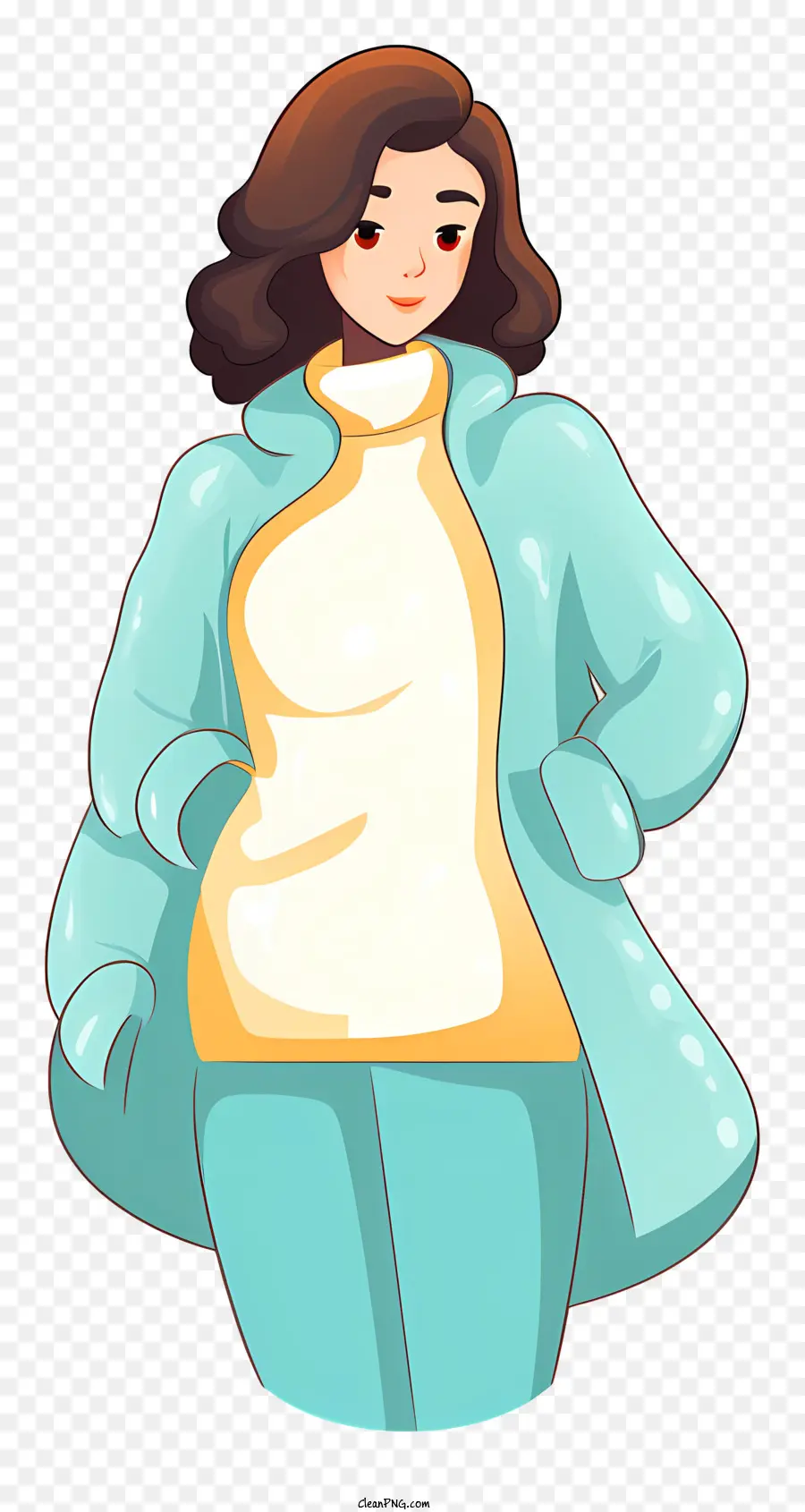 Mujer Joven，Chaqueta Azul PNG