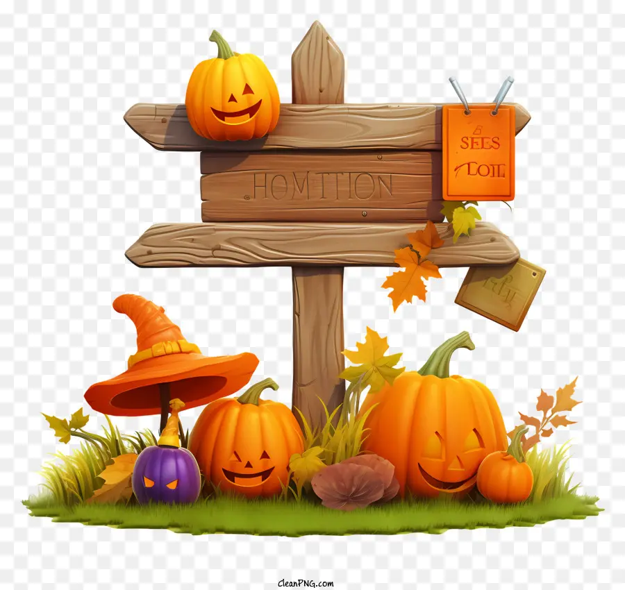 Halloween Signo，Wooden Sign PNG