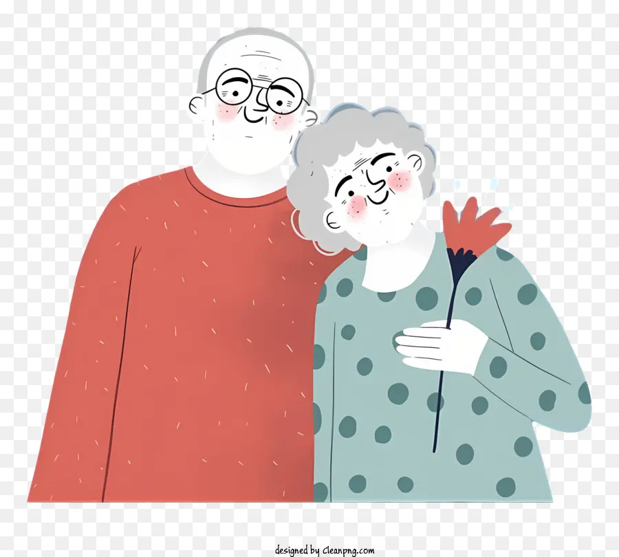 Pareja De Ancianos，Trajes Rojos Y Verdes PNG