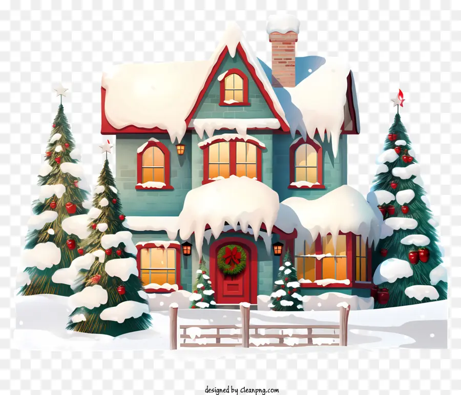 Casa De Navidad，Esquema De Color Azul Y Blanco PNG