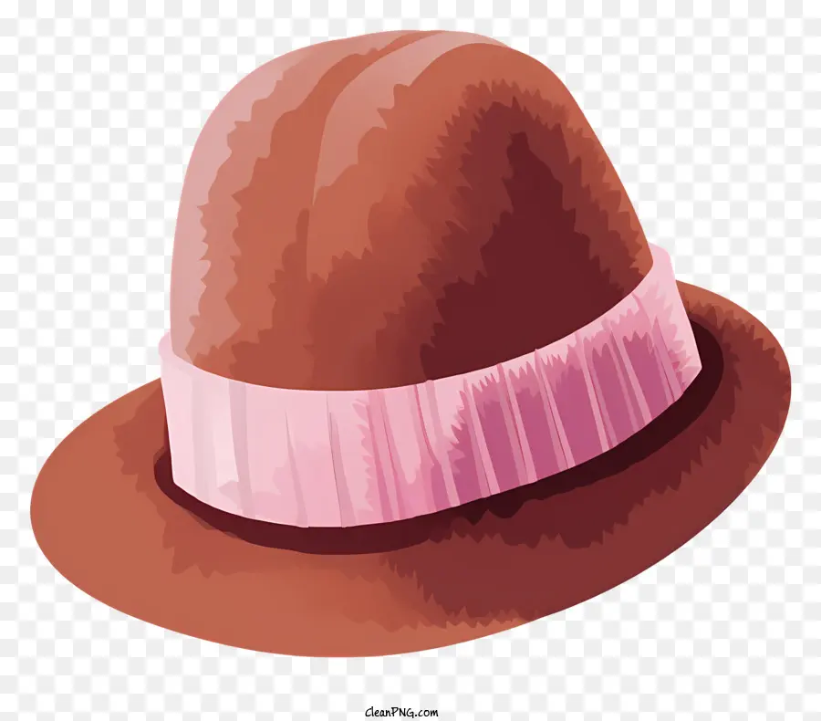 Sombrero Marrón，Cinta Rosa PNG