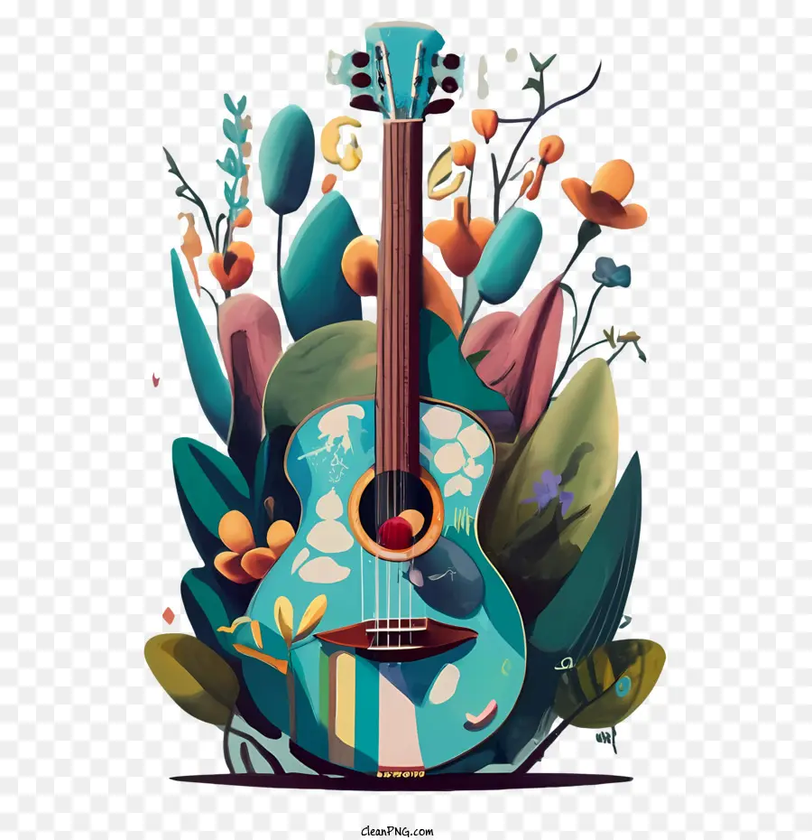 Guitarra，Flor PNG