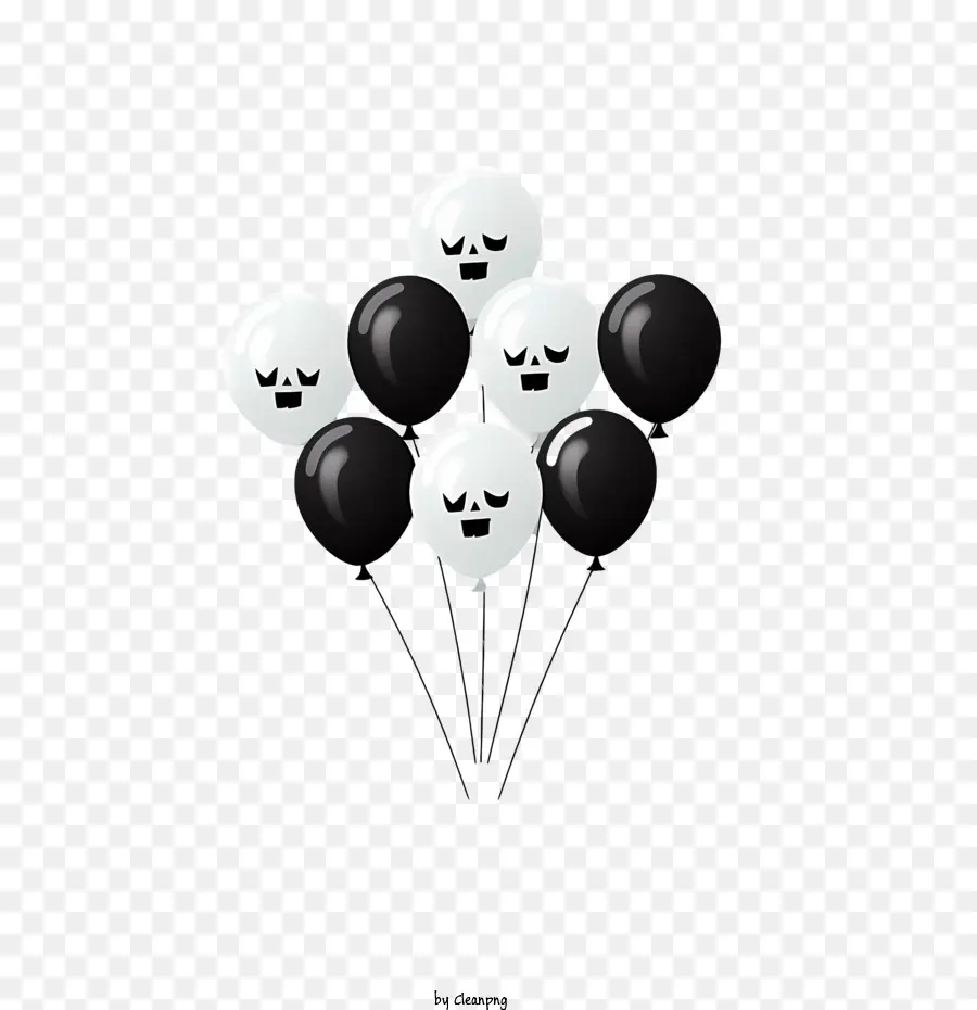 Globos De Halloween，Globos Blancos Y Negros PNG