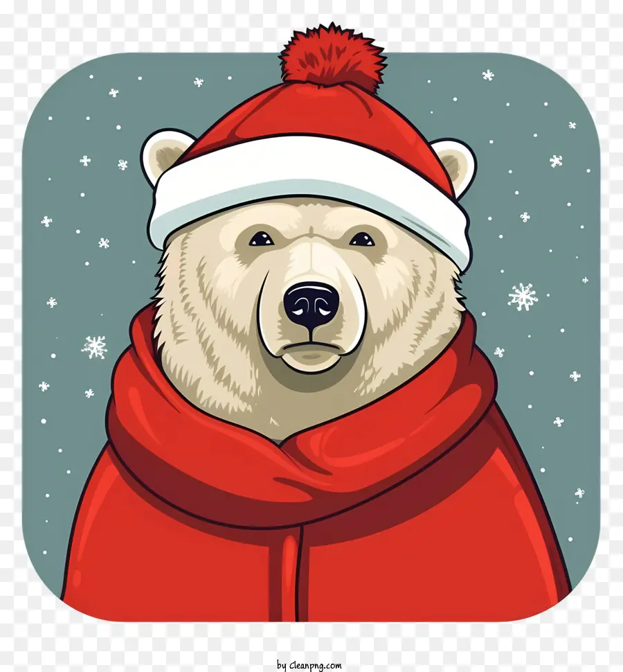 Oso Polar De Dibujos Animados，Oso Polar Con Sombrero Rojo PNG