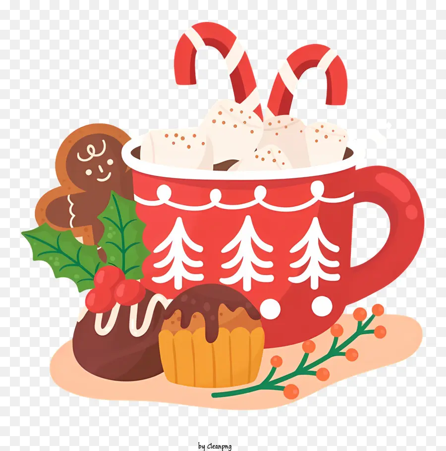 Chocolate Caliente，Taza Roja PNG