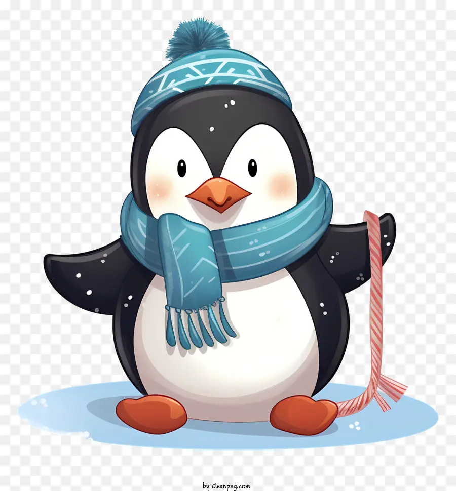 Lindo Pingüino，Bufanda Azul Y Sombrero PNG