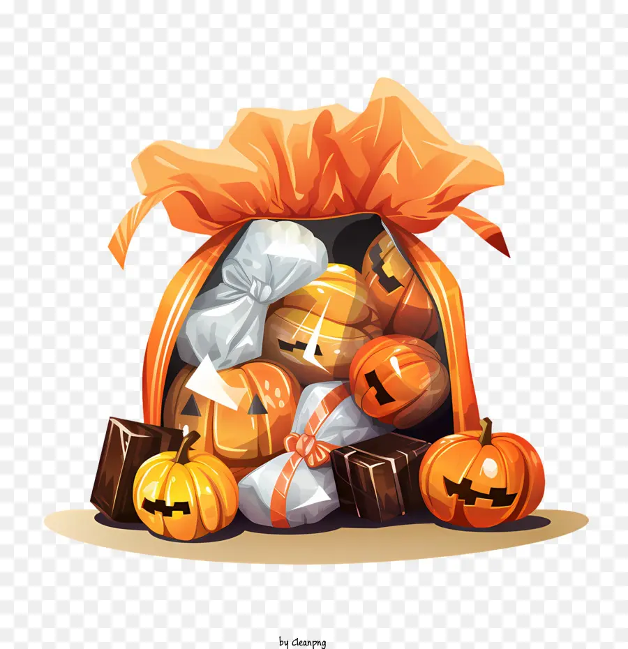 Dulces De Halloween，Bolsa De Dulces De Halloween PNG