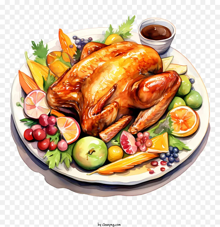 Cena De Acción De Gracias，Pavo Asado PNG