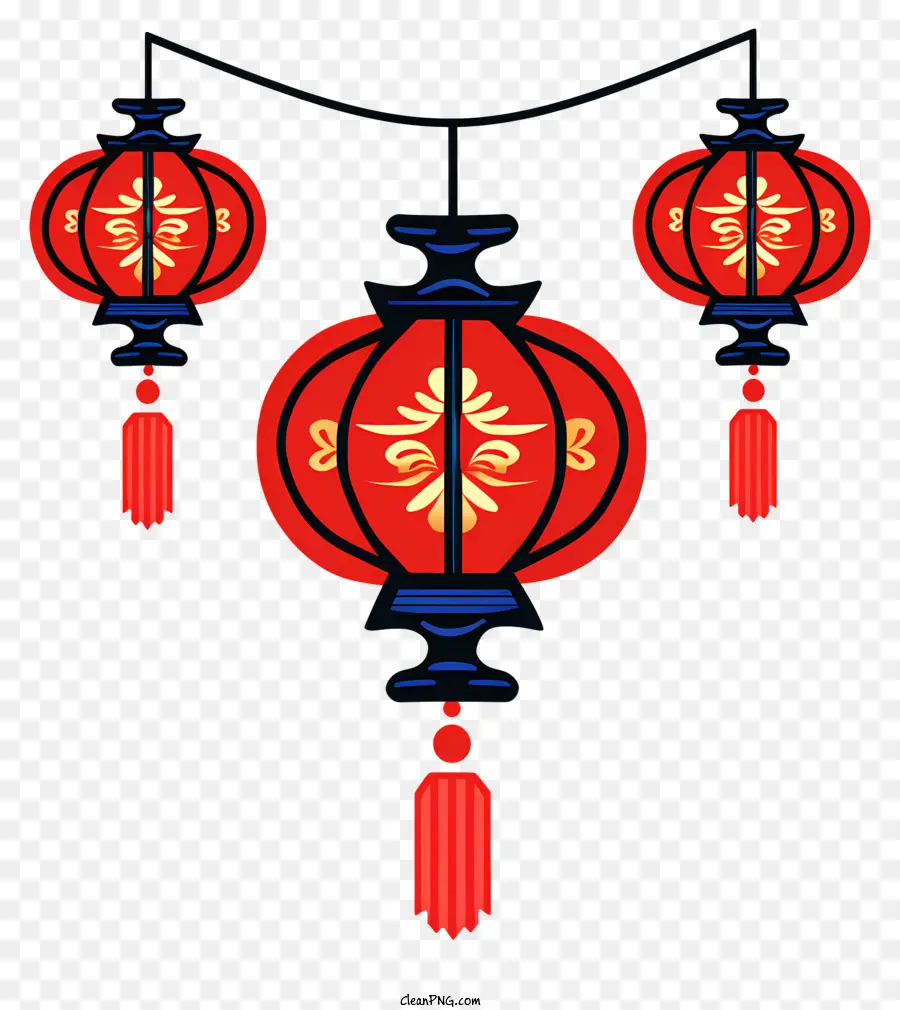 Linterna China，El Rojo Y El Azul PNG
