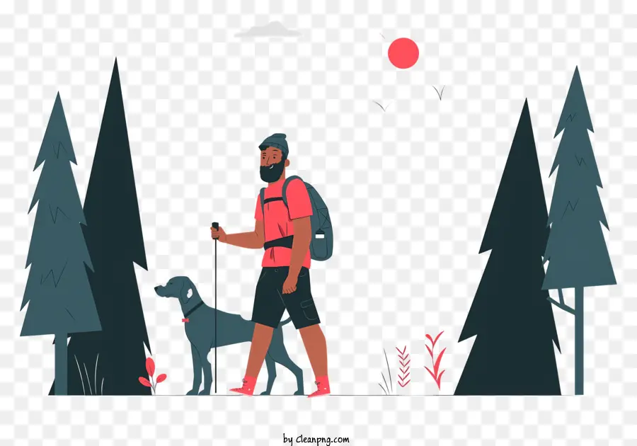 Hombre En El Bosque，Excursionista Con Perro PNG