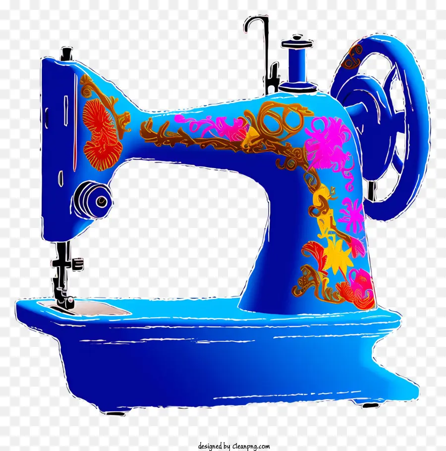 Máquina De Coser Azul，Diseño Colorido PNG