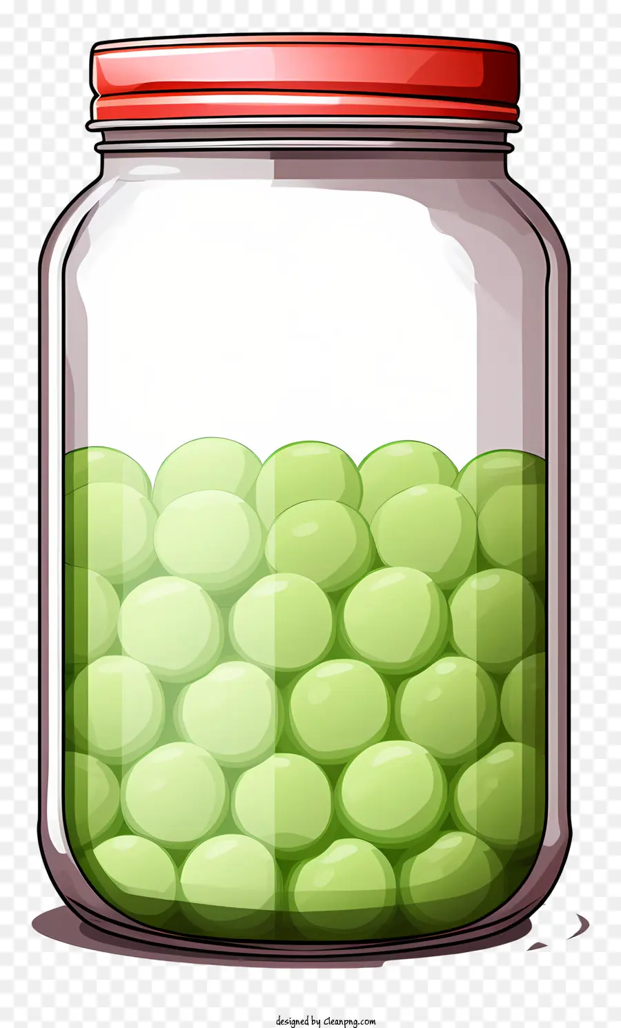 Tarro De Cristal，Tarro De Bolas Verdes Y Rojas PNG