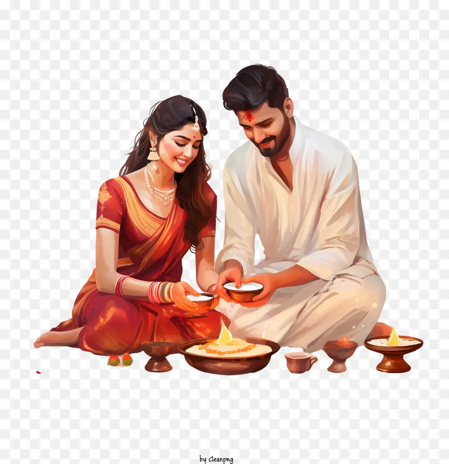 Bhai Dooj，Pareja Celebrando PNG