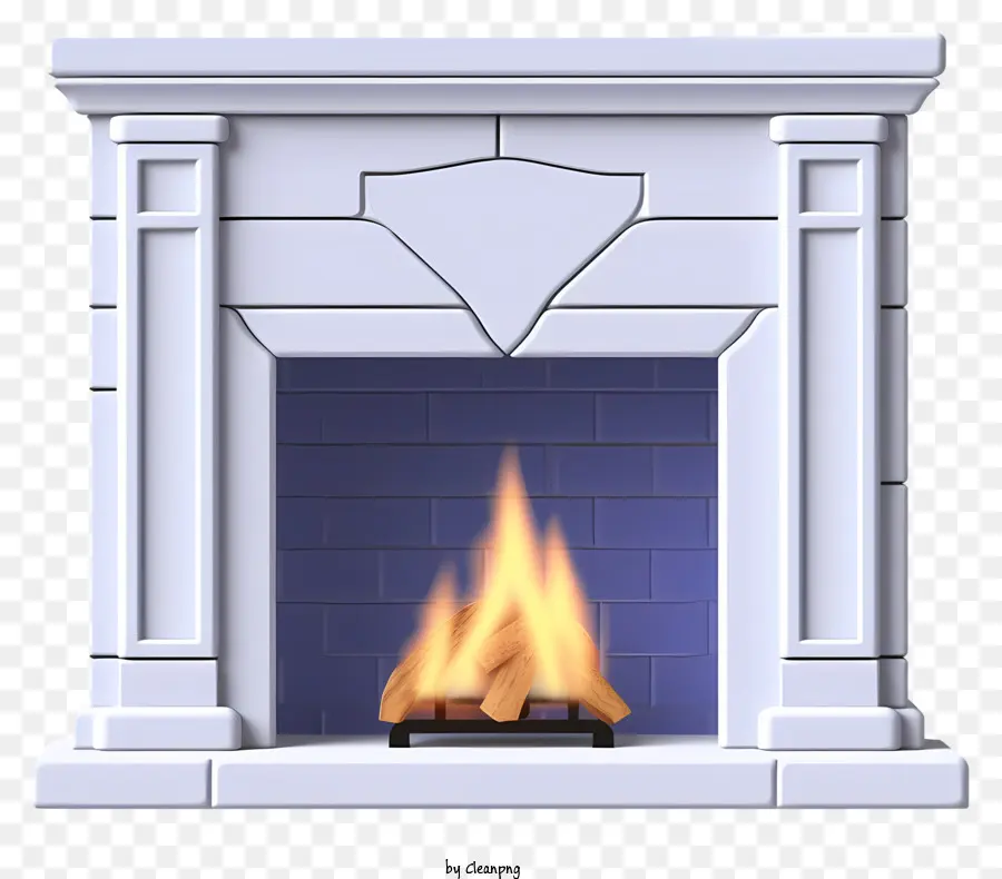 Chimenea Blanca，Estantes De Madera PNG