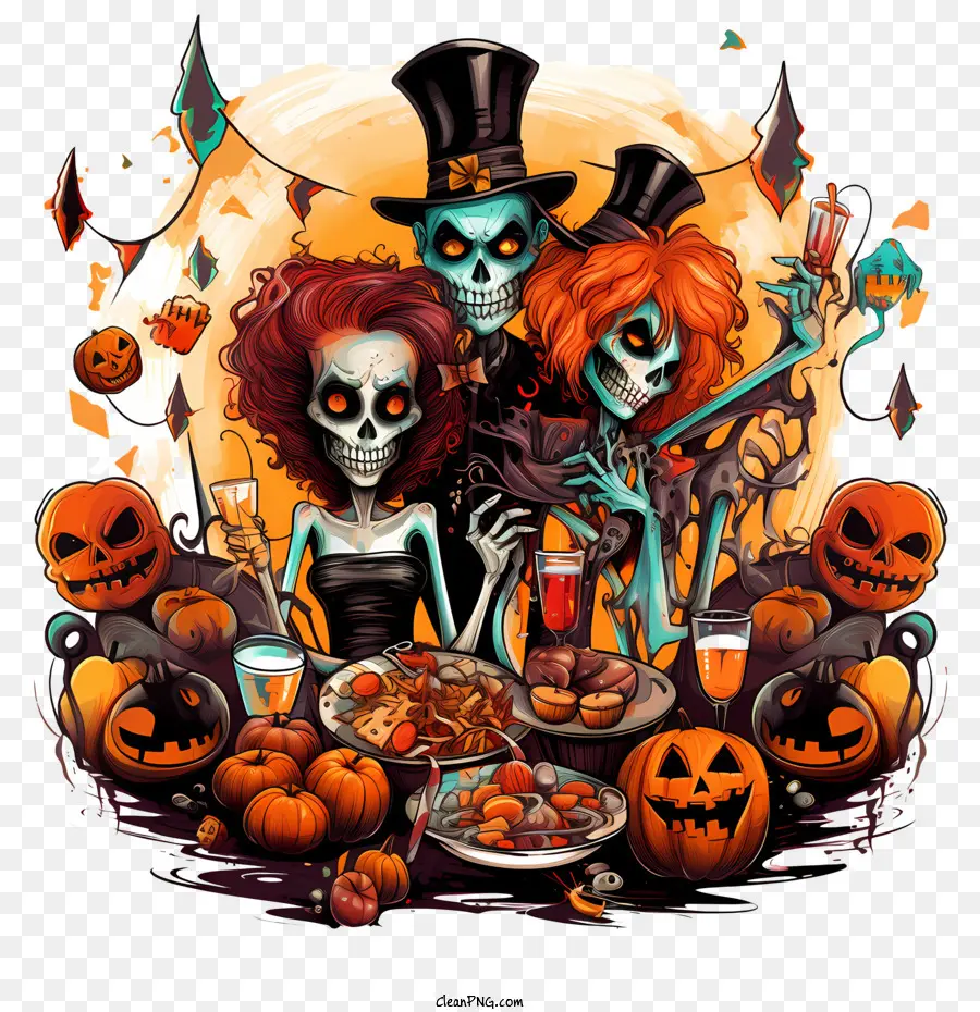 Fiesta De Halloween，Esqueletos PNG