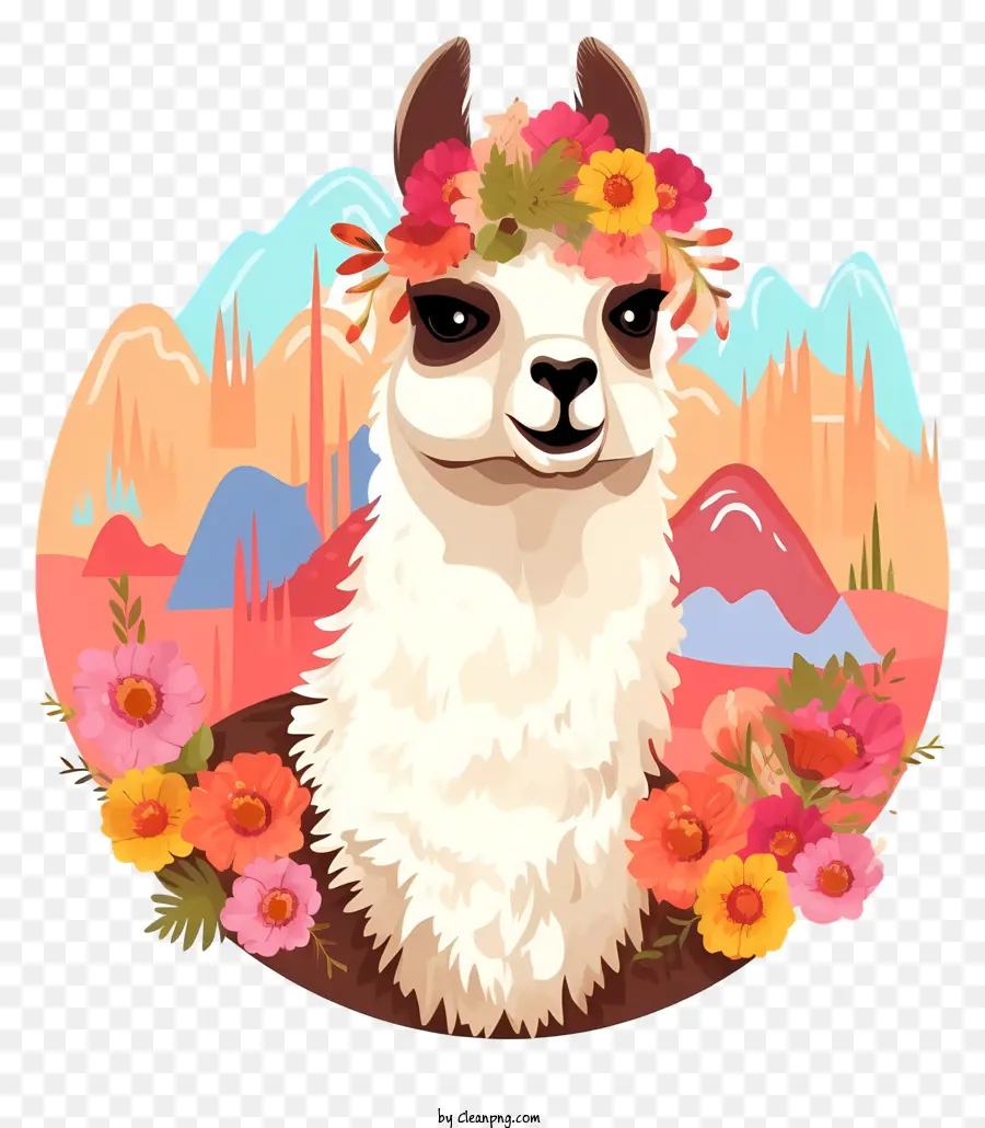 Llama，Flower Crown PNG