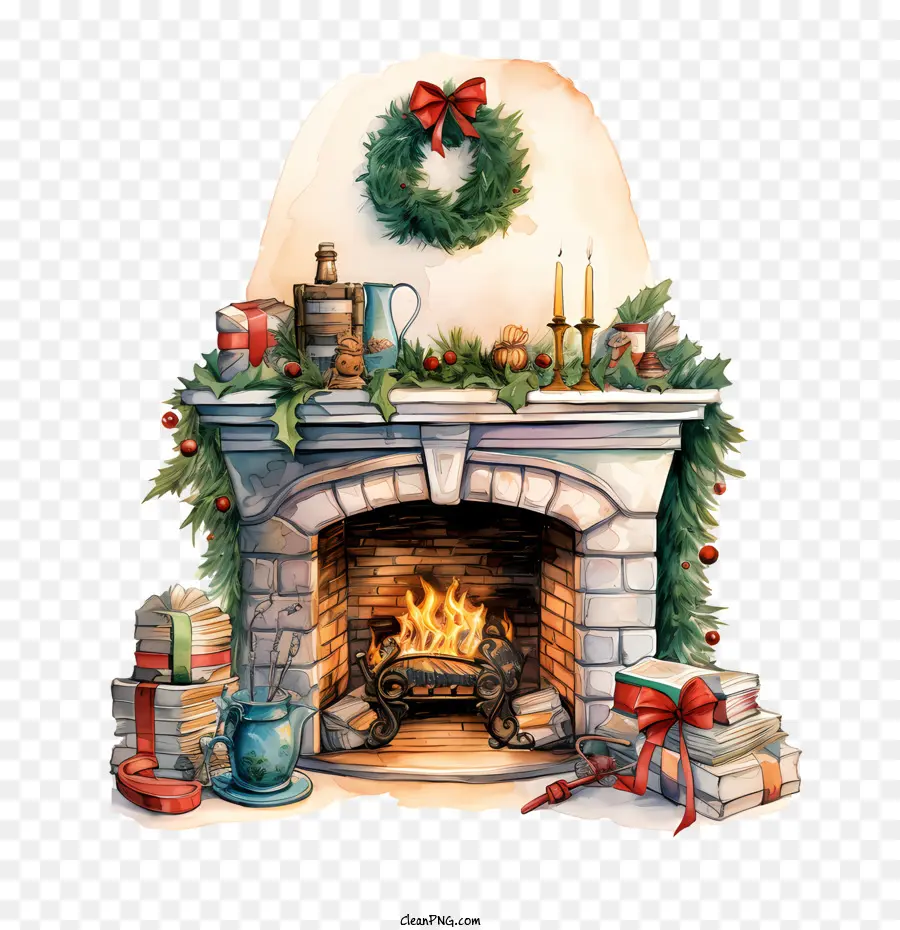 Chimenea Navideña，Chimenea Decorada PNG