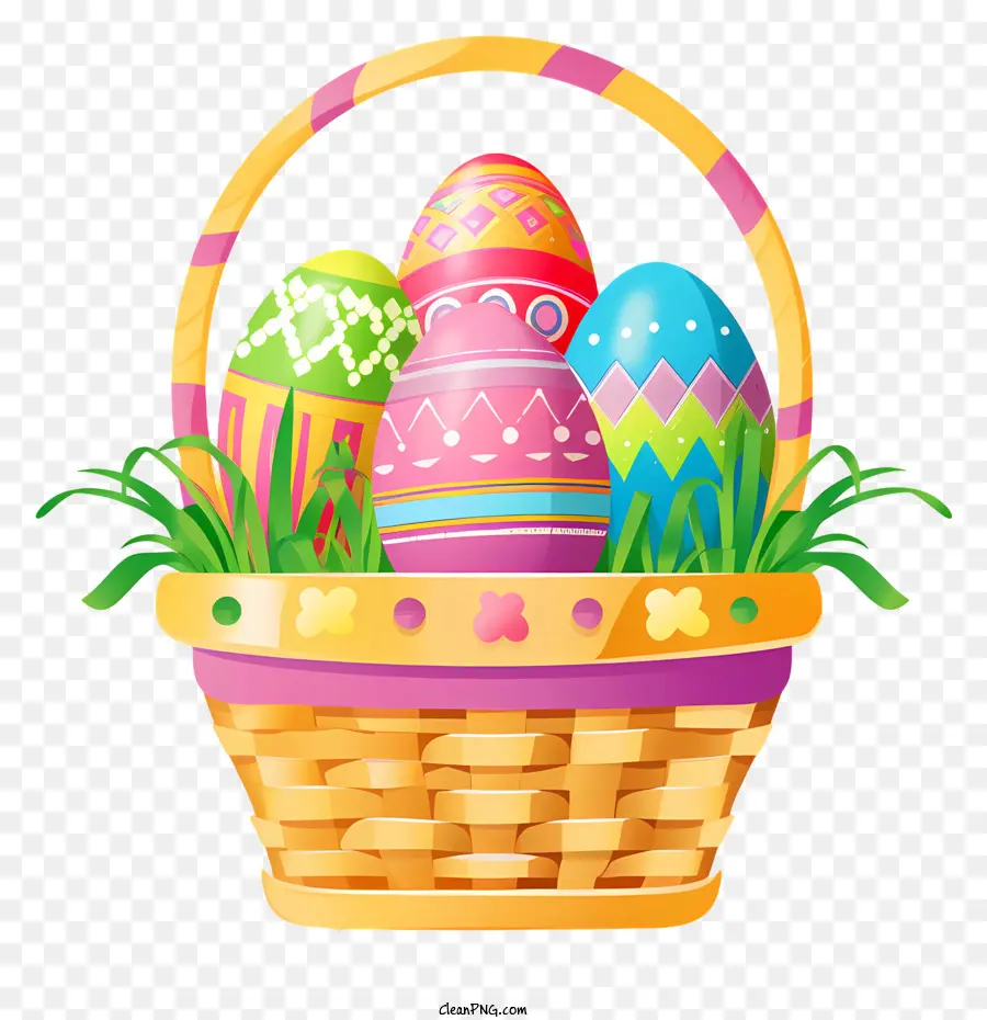 Canasta De Pascua，Huevos Pintados PNG