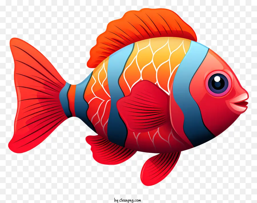 Pez Rojo Y Azul，Pescado Rayado PNG