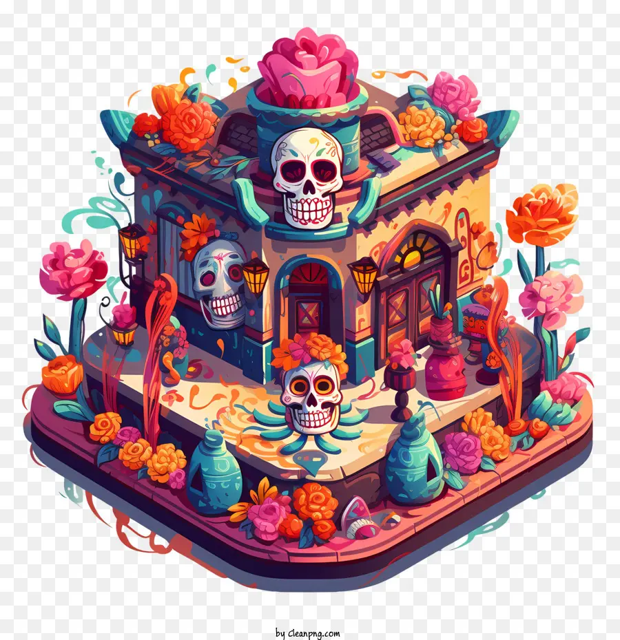 Dia De Muertos，Casa Decorativa PNG