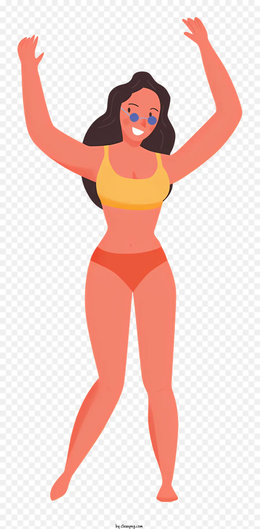 Bikini Amarillo，Mujer Parada Sobre Una Pierna PNG