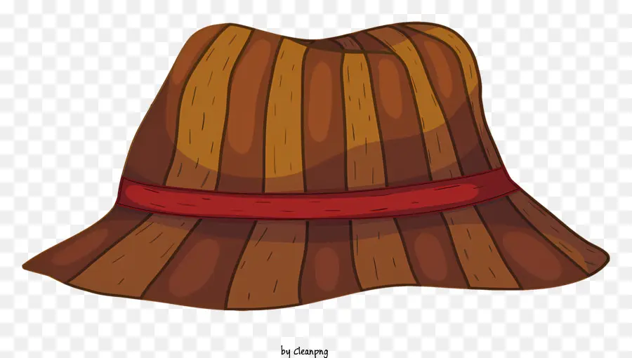 Sombrero De Paja De Madera，Cinta Roja PNG