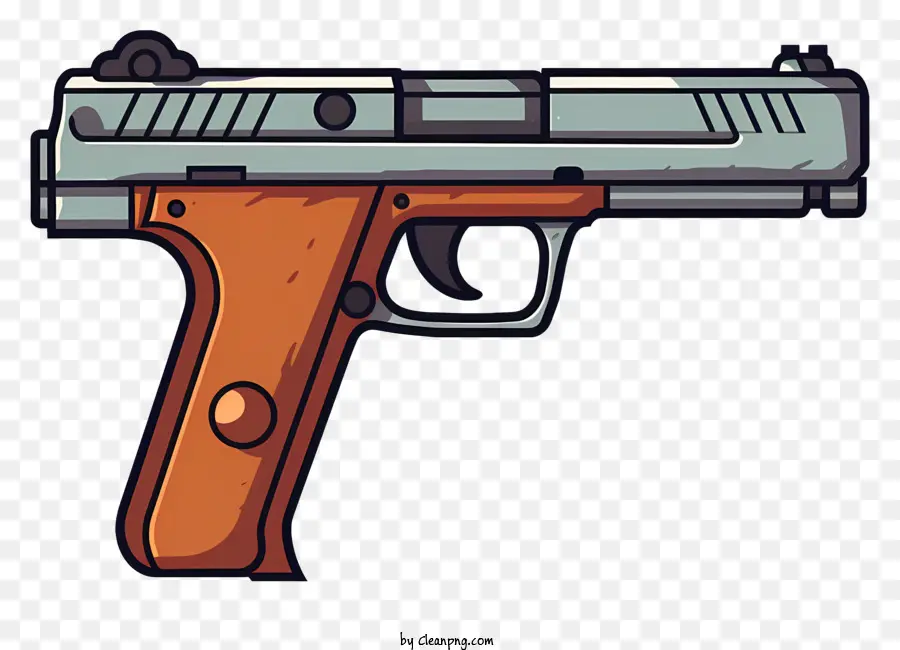 Arma De Mano，Pistola En Blanco Y Negro PNG