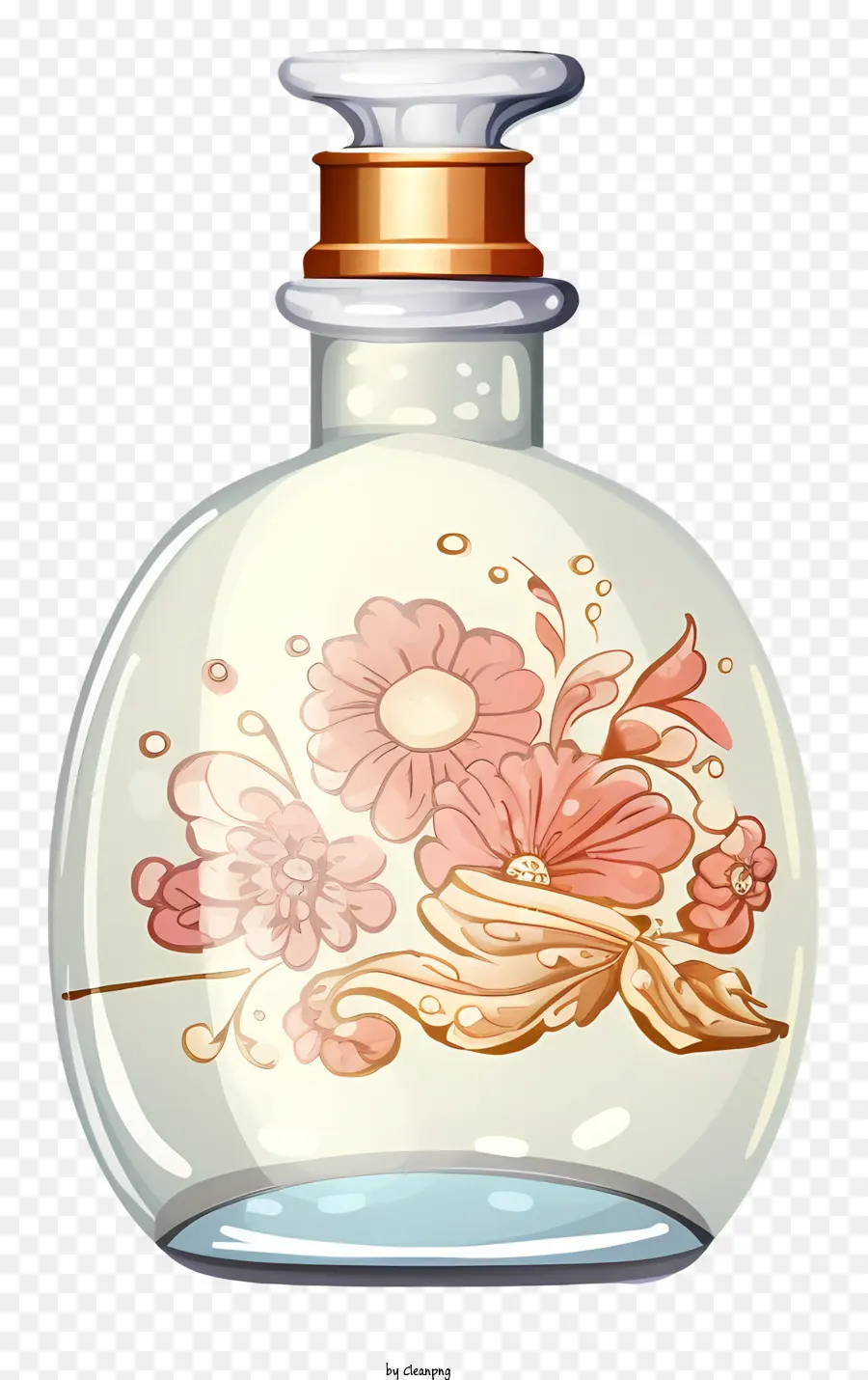 Botella De Vidrio，Diseño Floral PNG