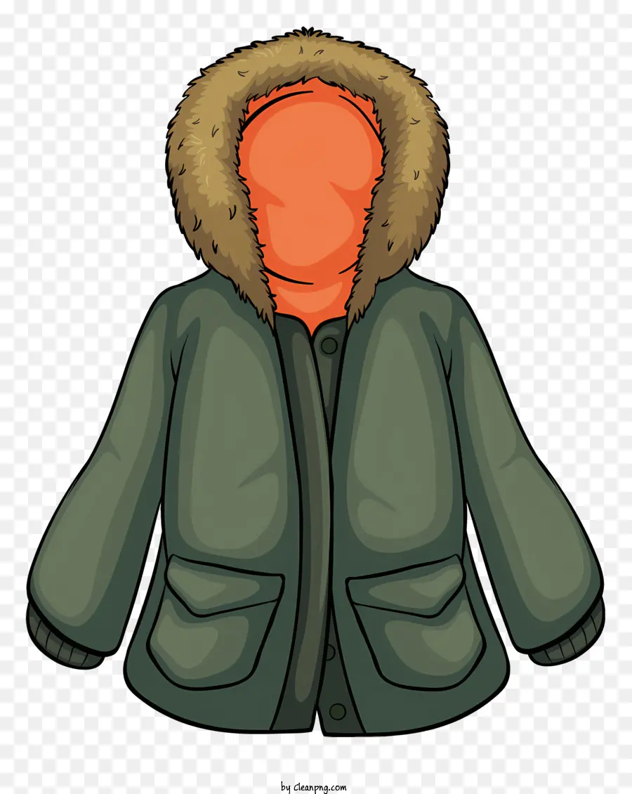 Chaqueta Con Capucha，Cuello De Piel PNG